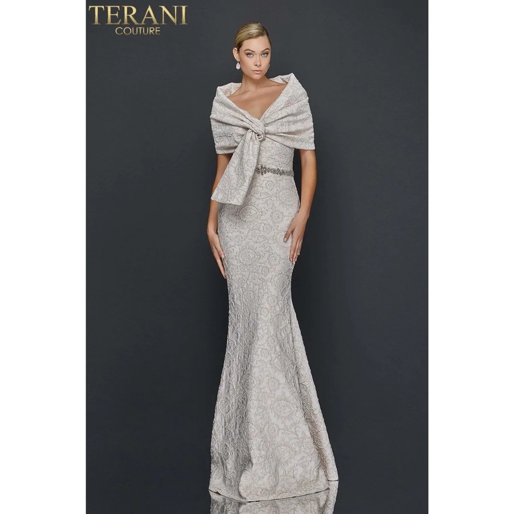 Terani Couture Elegant Silver Gown